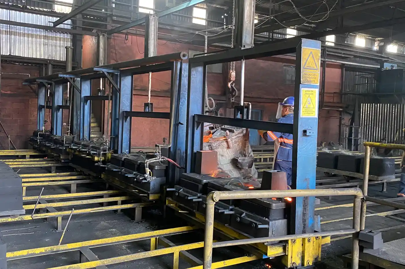Pouring station on a casting line in Monterrey